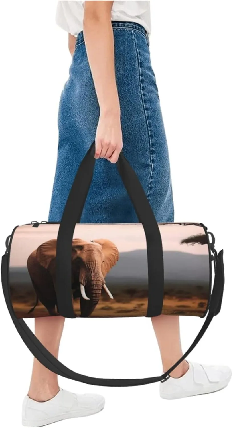 Sports Gym Bag for Women Men Travel Duffel Bag Tote Weekender Bag Carry on Overnight Bag for Travel Swimming Fitness Workout Sports Walking Elephant Duffle Bag