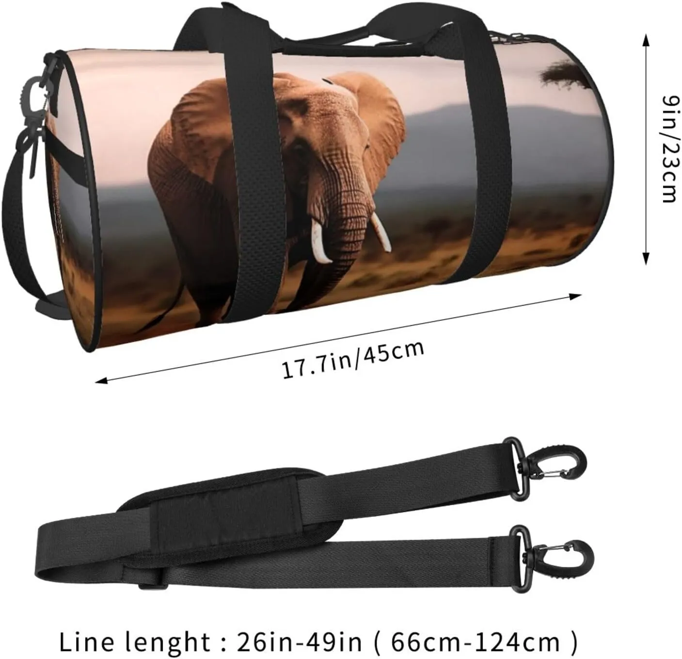Sports Gym Bag for Women Men Travel Duffel Bag Tote Weekender Bag Carry on Overnight Bag for Travel Swimming Fitness Workout Sports Walking Elephant Duffle Bag