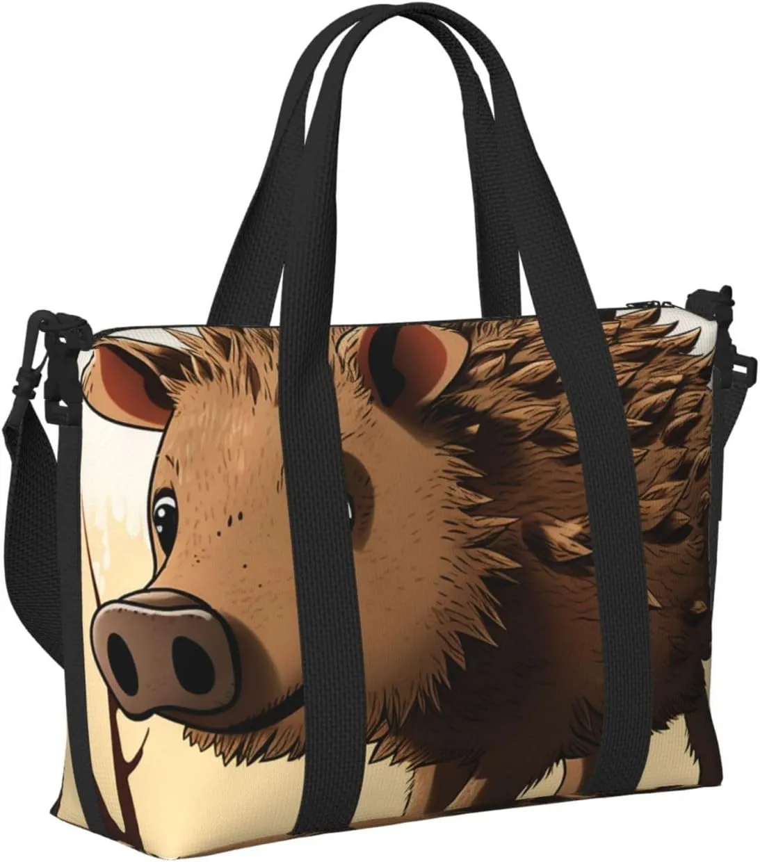 Sports Gym Bag for Women Men Travel Duffel Bag Tote Weekender Bag Carry on Overnight Bag for Travel Swimming Fitness Workout Sports Wild boar animation Duffle Bag