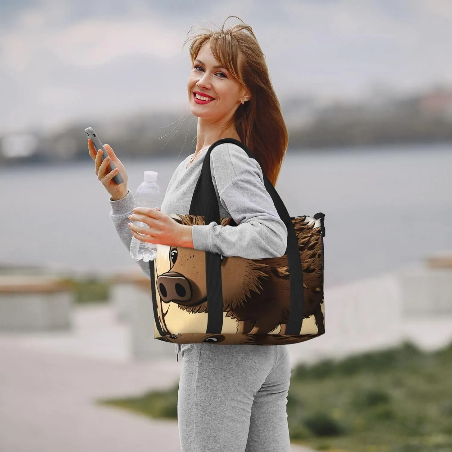 Sports Gym Bag for Women Men Travel Duffel Bag Tote Weekender Bag Carry on Overnight Bag for Travel Swimming Fitness Workout Sports Wild boar animation Duffle Bag