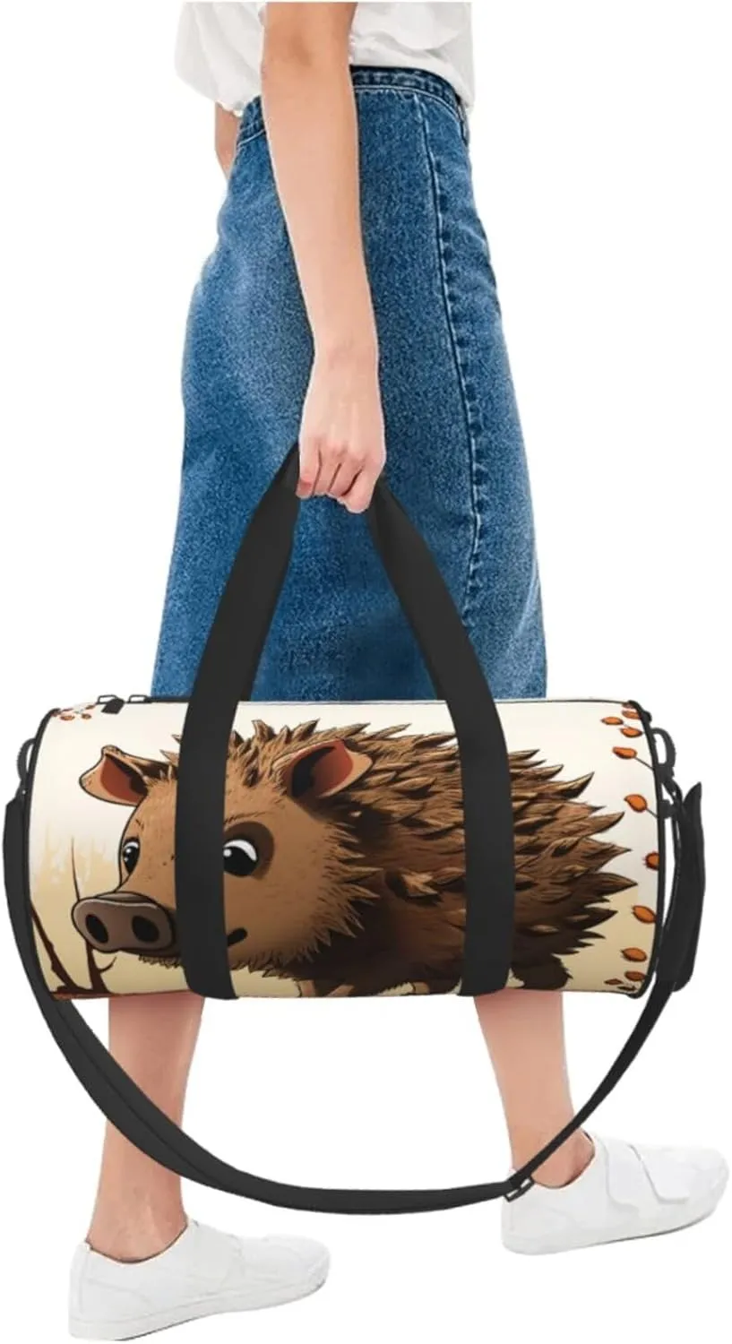 Sports Gym Bag for Women Men Travel Duffel Bag Tote Weekender Bag Carry on Overnight Bag for Travel Swimming Fitness Workout Sports Wild boar animation Duffle Bag
