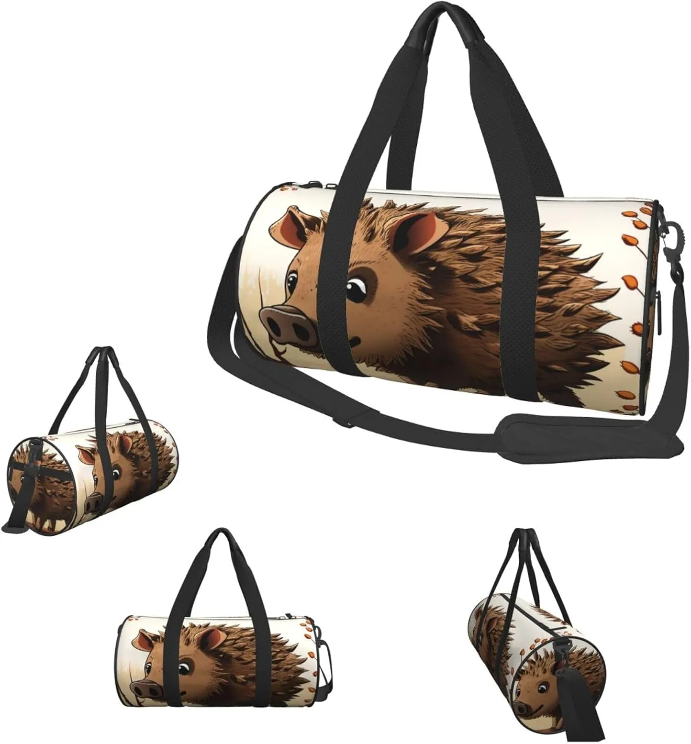 Sports Gym Bag for Women Men Travel Duffel Bag Tote Weekender Bag Carry on Overnight Bag for Travel Swimming Fitness Workout Sports Wild boar animation Duffle Bag