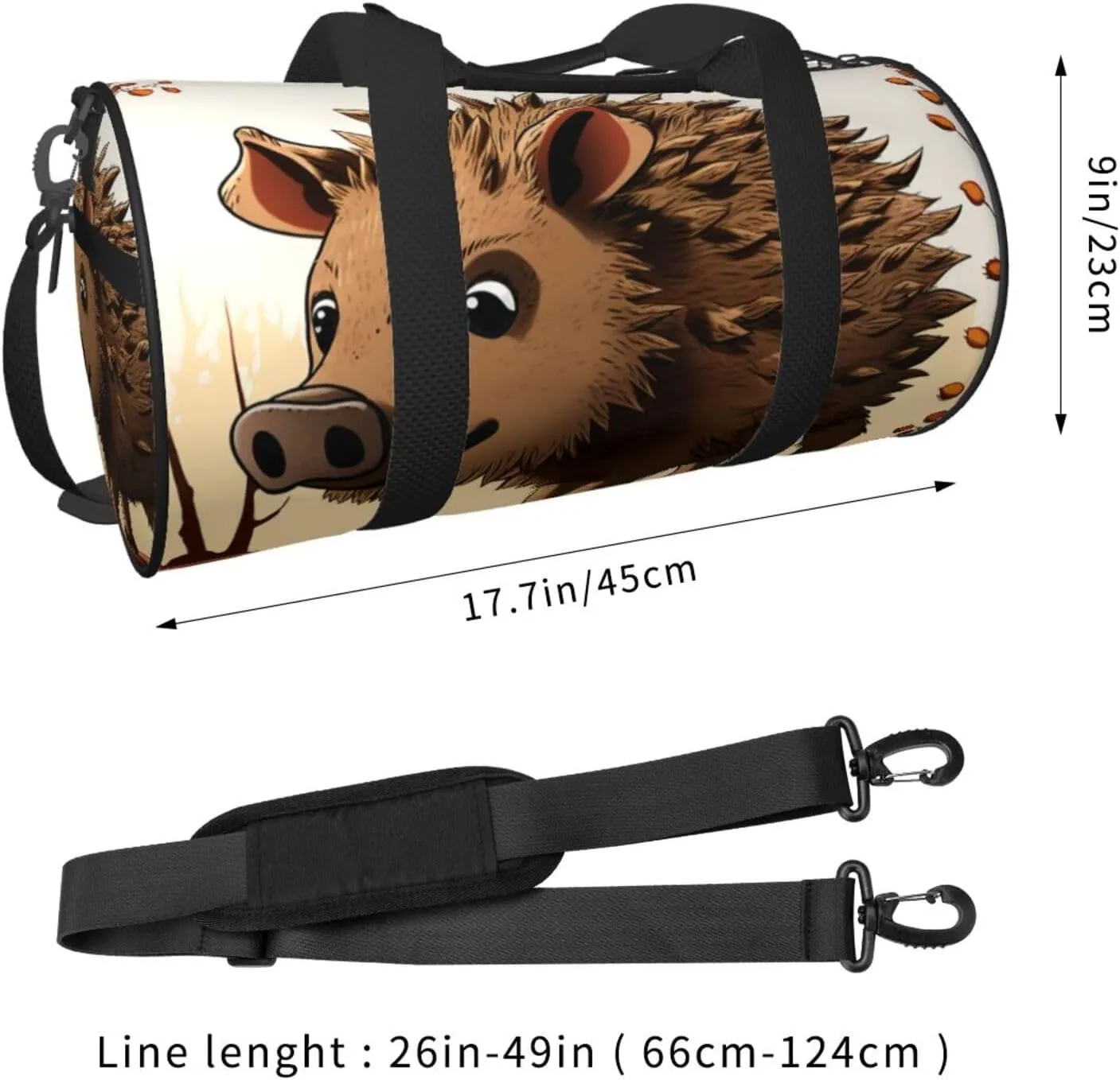 Sports Gym Bag for Women Men Travel Duffel Bag Tote Weekender Bag Carry on Overnight Bag for Travel Swimming Fitness Workout Sports Wild boar animation Duffle Bag