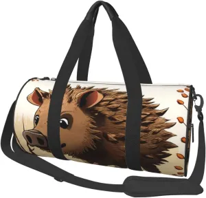 Sports Gym Bag for Women Men Travel Duffel Bag Tote Weekender Bag Carry on Overnight Bag for Travel Swimming Fitness Workout Sports Wild boar animation Duffle Bag