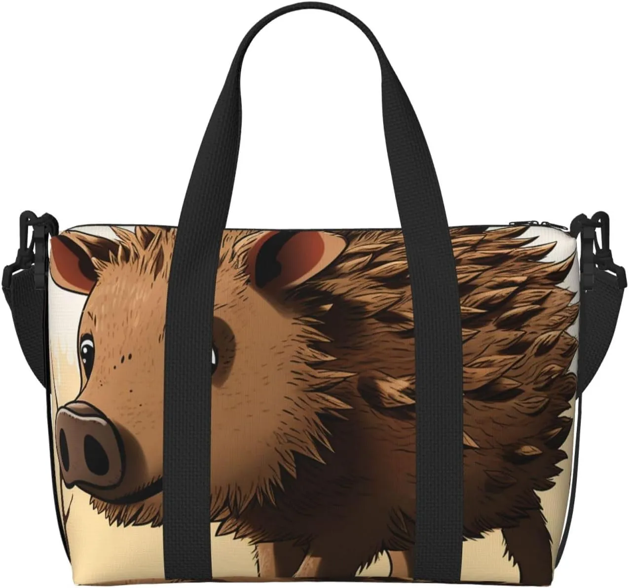 Sports Gym Bag for Women Men Travel Duffel Bag Tote Weekender Bag Carry on Overnight Bag for Travel Swimming Fitness Workout Sports Wild boar animation Duffle Bag