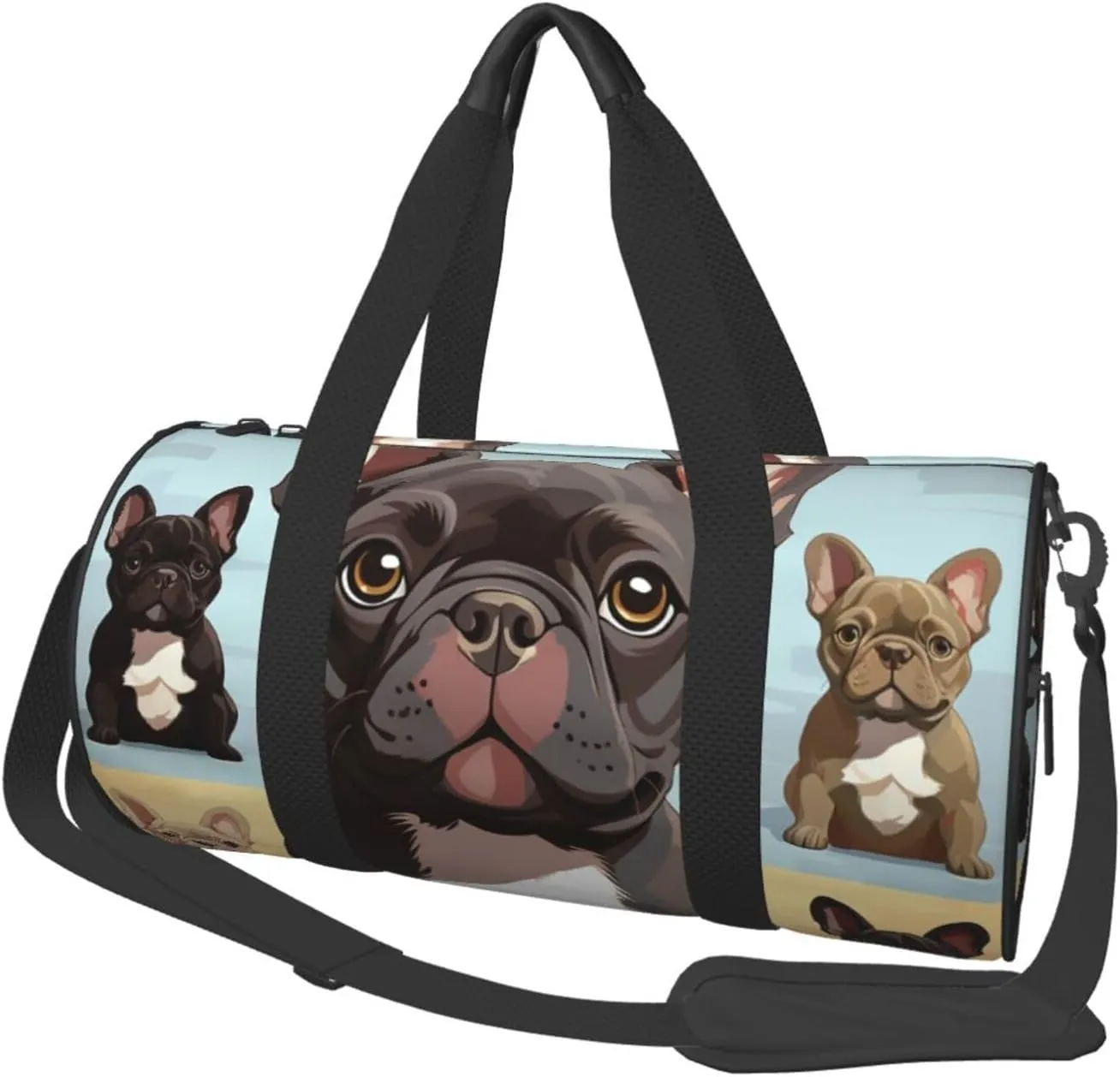Sports Gym Bag for Women Men Travel Duffel Bag Tote Weekender Bag French Bulldog Dog Cute Carry on Overnight Bag for Travel Swimming Fitness Workout Sports Duffle Bag