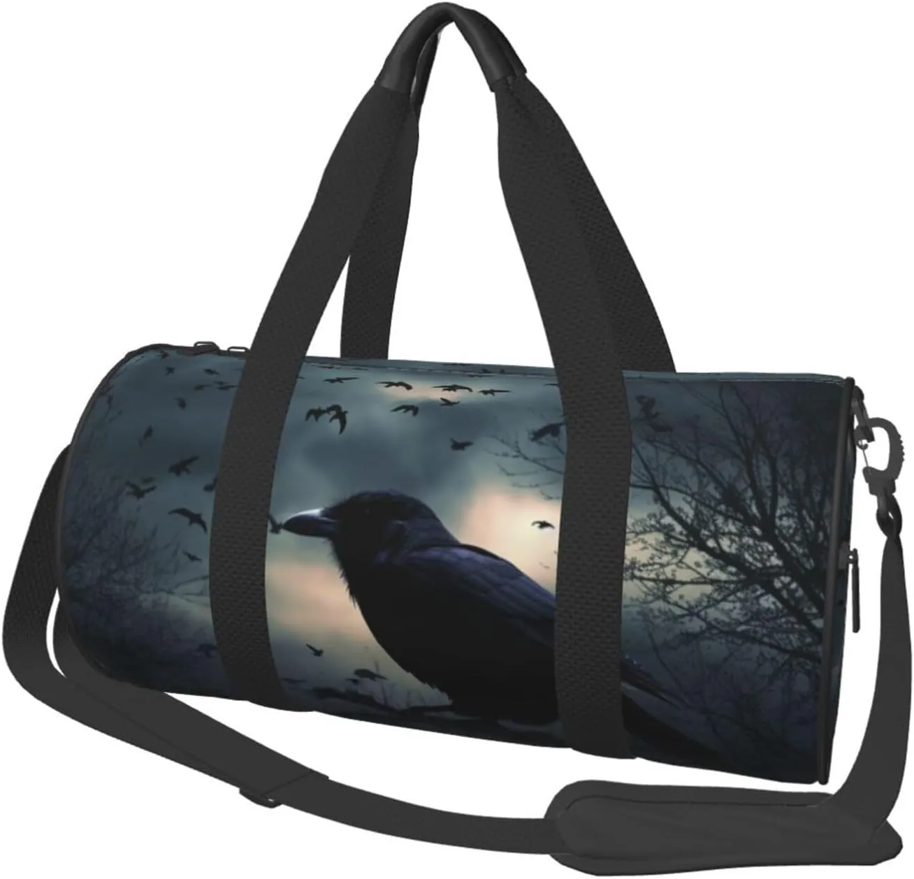 Sports Gym Bag for Women Men Travel Duffel Bag Tote Weekender Bag Night crow Carry on Overnight Bag for Travel Swimming Fitness Workout Sports Duffle Bag