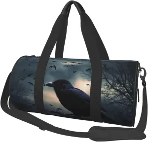 Sports Gym Bag for Women Men Travel Duffel Bag Tote Weekender Bag Night crow Carry on Overnight Bag for Travel Swimming Fitness Workout Sports Duffle Bag