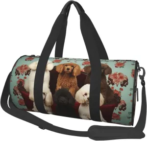 Sports Gym Bag for Women Men Travel Duffel Bag Tote Weekender Bag Poodles Dogs Carry on Overnight Bag for Travel Swimming Fitness Workout Sports Duffle Bag