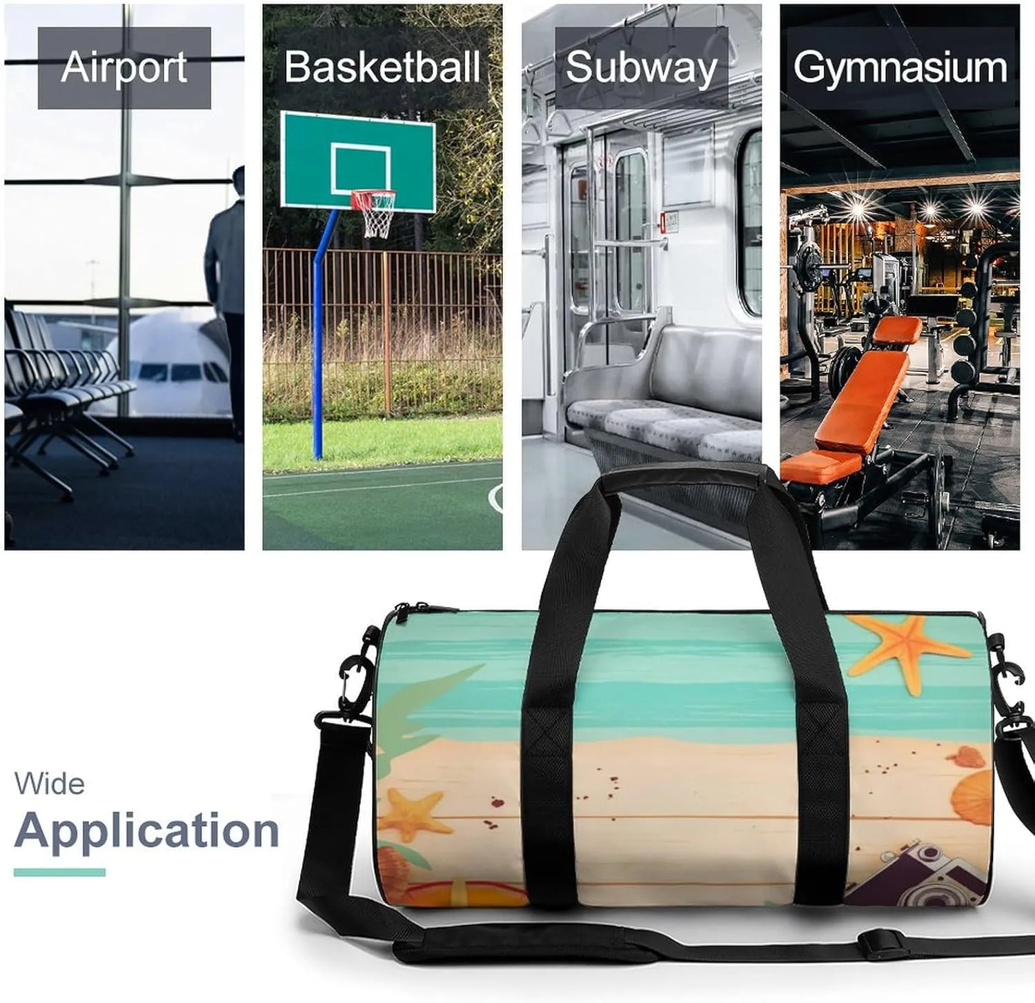 Sports Gym Bag for Women Men Travel Duffel Bag Tote Weekender Bag Summer Background Carry on Overnight Bag for Travel Swimming Fitness Workout Sports Duffle Bag