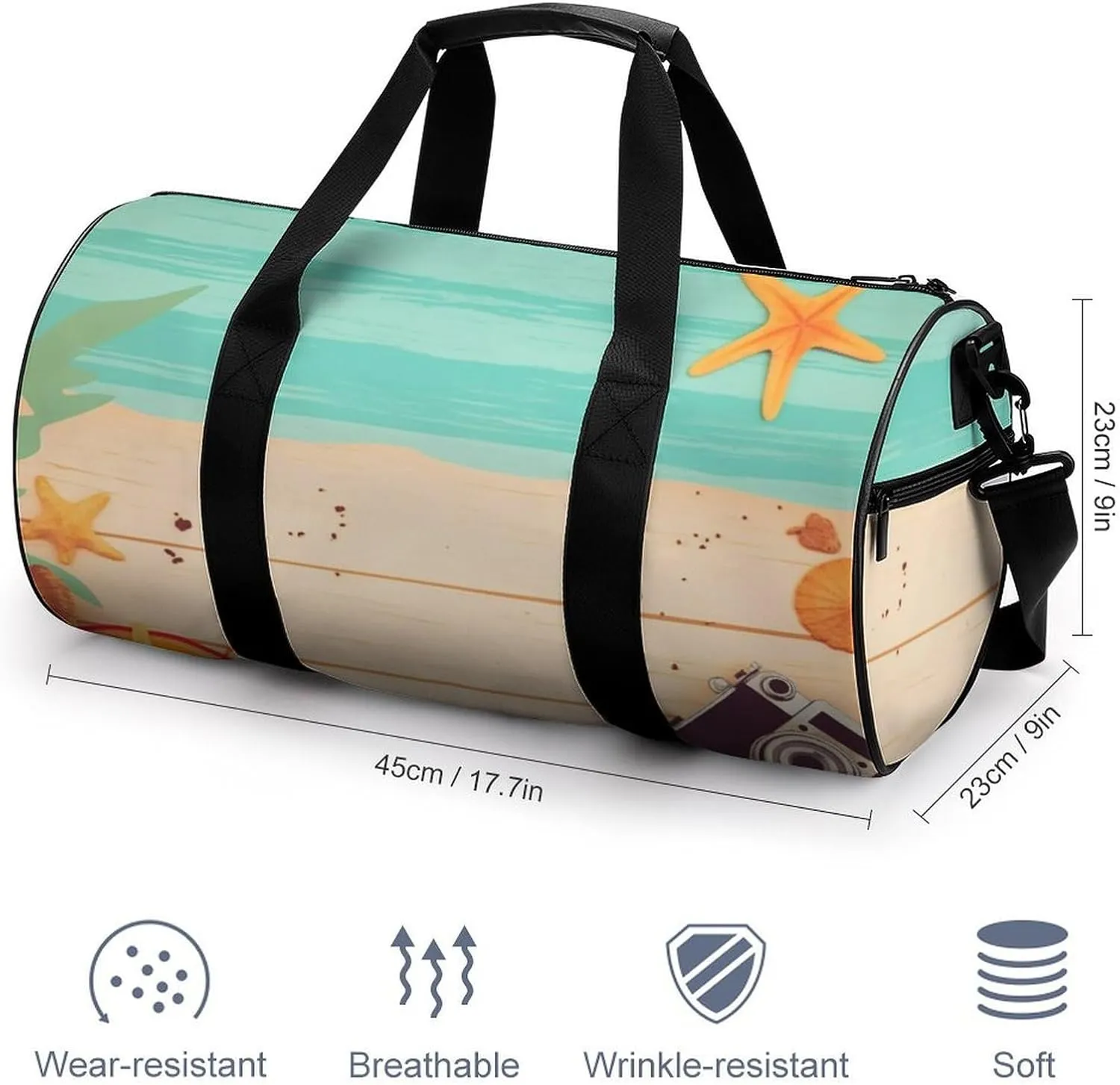 Sports Gym Bag for Women Men Travel Duffel Bag Tote Weekender Bag Summer Background Carry on Overnight Bag for Travel Swimming Fitness Workout Sports Duffle Bag