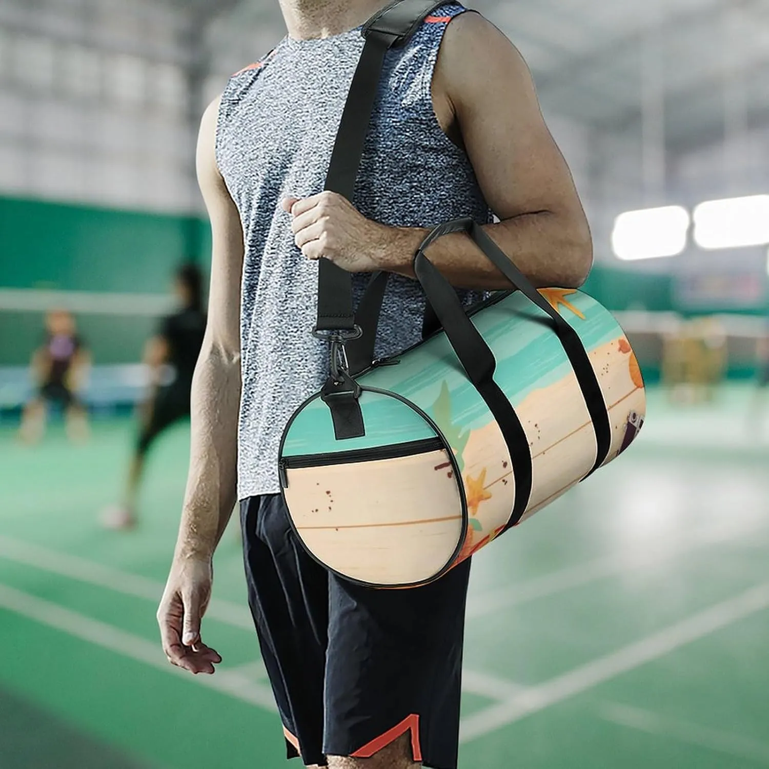 Sports Gym Bag for Women Men Travel Duffel Bag Tote Weekender Bag Summer Background Carry on Overnight Bag for Travel Swimming Fitness Workout Sports Duffle Bag