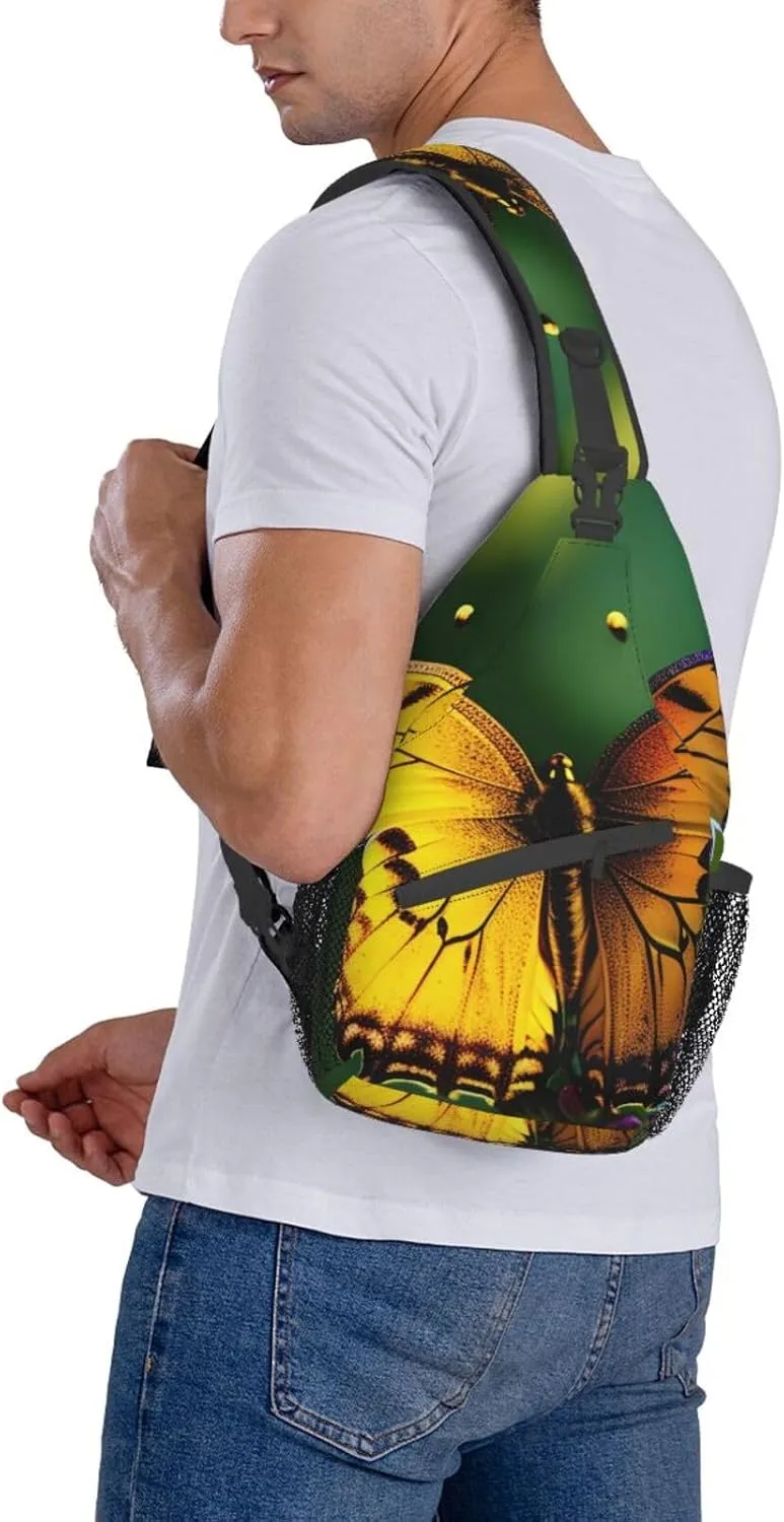 SSIMOO Beautiful Glowing Butterfly Versatile Travel Hiking Backpack-Perfect For Outdoor Cycling,Chest Shoulder Bag