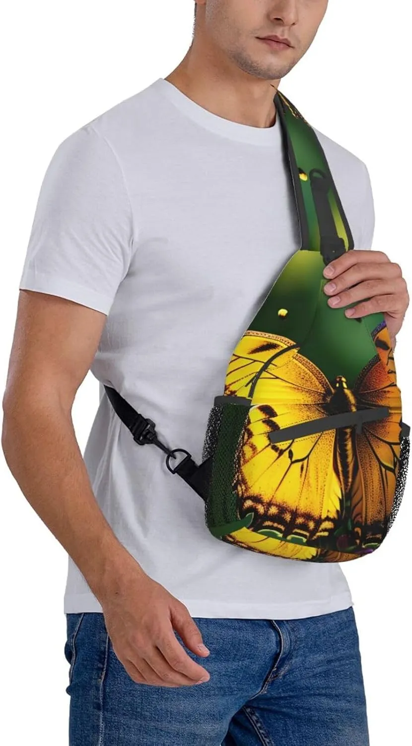 SSIMOO Beautiful Glowing Butterfly Versatile Travel Hiking Backpack-Perfect For Outdoor Cycling,Chest Shoulder Bag