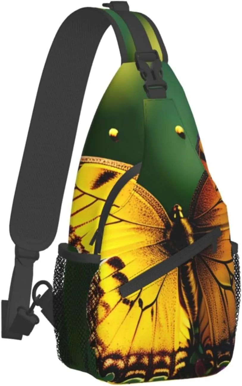 SSIMOO Beautiful Glowing Butterfly Versatile Travel Hiking Backpack-Perfect For Outdoor Cycling,Chest Shoulder Bag