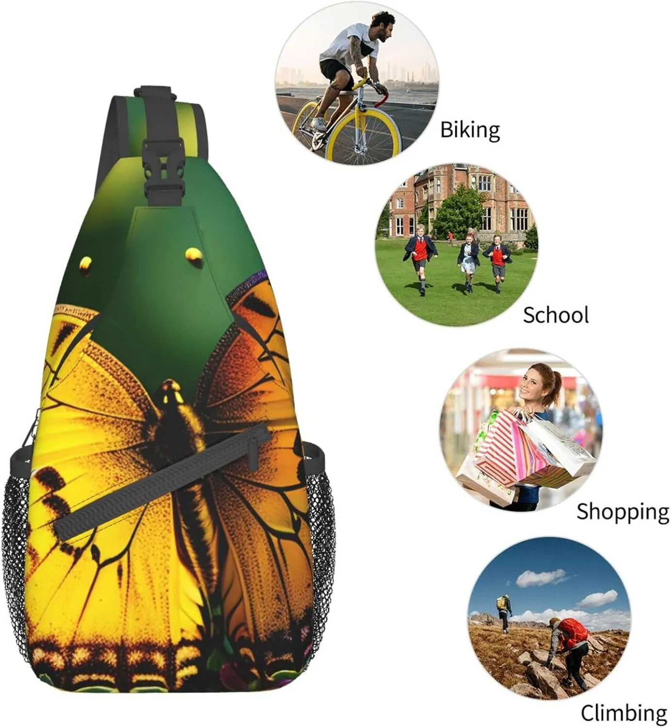 SSIMOO Beautiful Glowing Butterfly Versatile Travel Hiking Backpack-Perfect For Outdoor Cycling,Chest Shoulder Bag