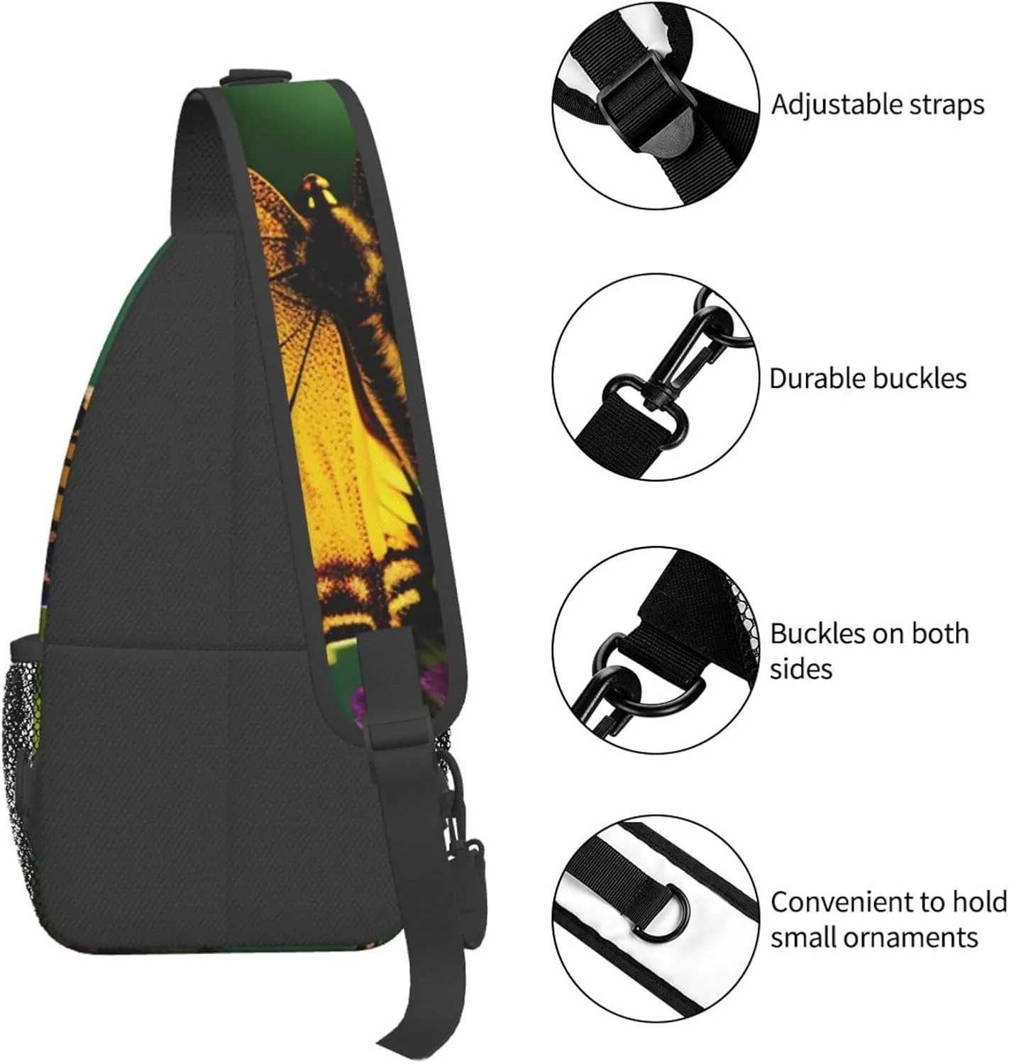 SSIMOO Beautiful Glowing Butterfly Versatile Travel Hiking Backpack-Perfect For Outdoor Cycling,Chest Shoulder Bag