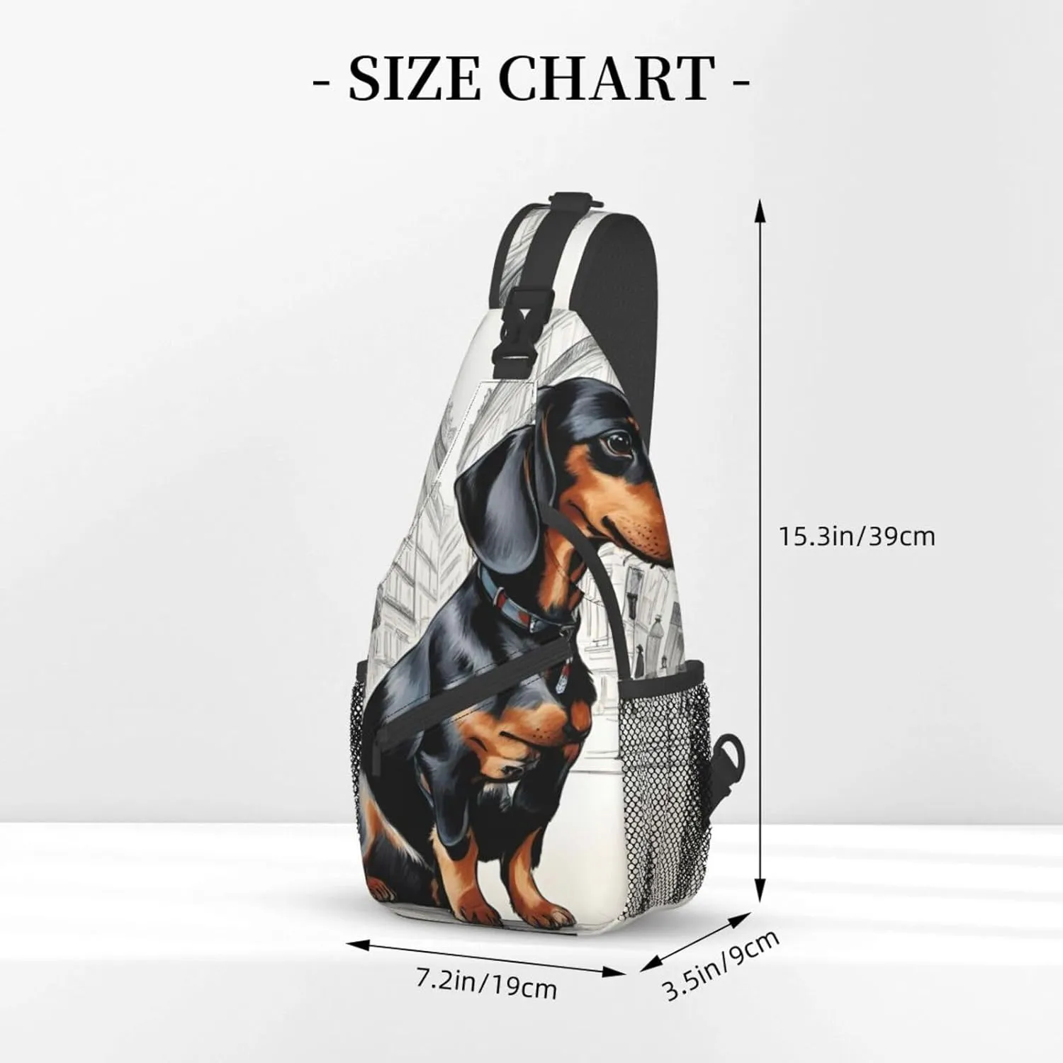SSIMOO Parisian Dachshund Versatile Travel Hiking Backpack-Perfect For Outdoor Cycling,Chest Shoulder Bag