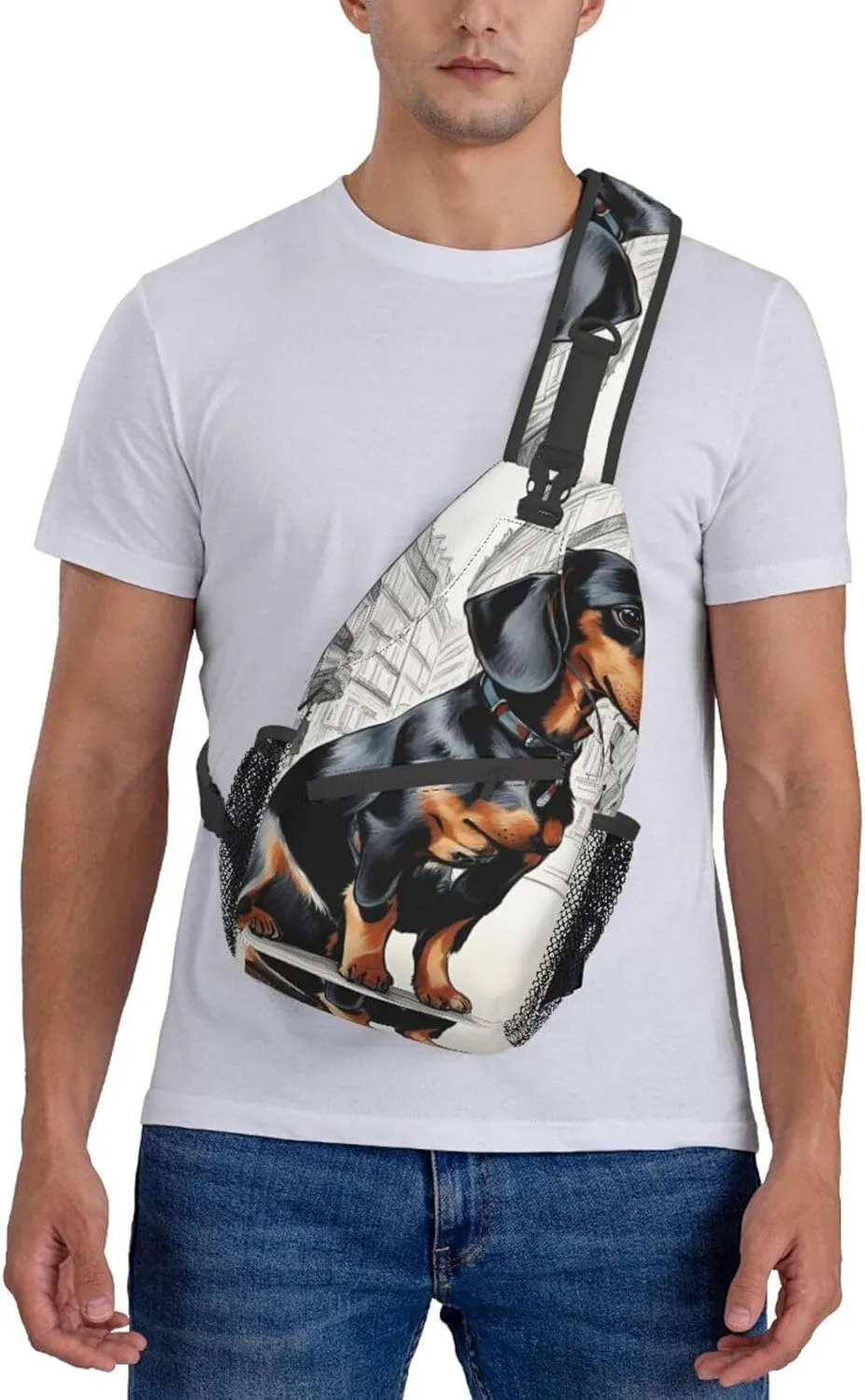 SSIMOO Parisian Dachshund Versatile Travel Hiking Backpack-Perfect For Outdoor Cycling,Chest Shoulder Bag