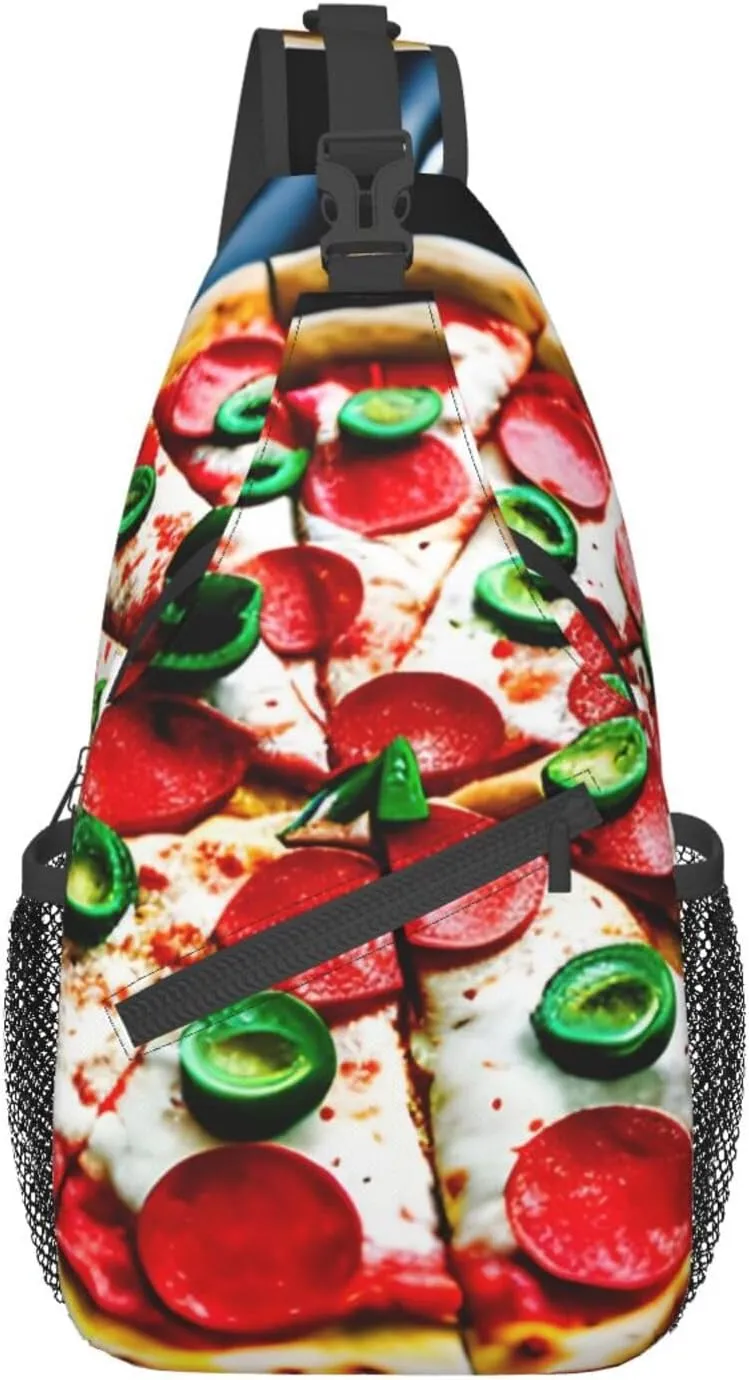 SSIMOO Pizza 3d Versatile Travel Hiking Backpack-Perfect For Outdoor Cycling,Chest Shoulder Bag
