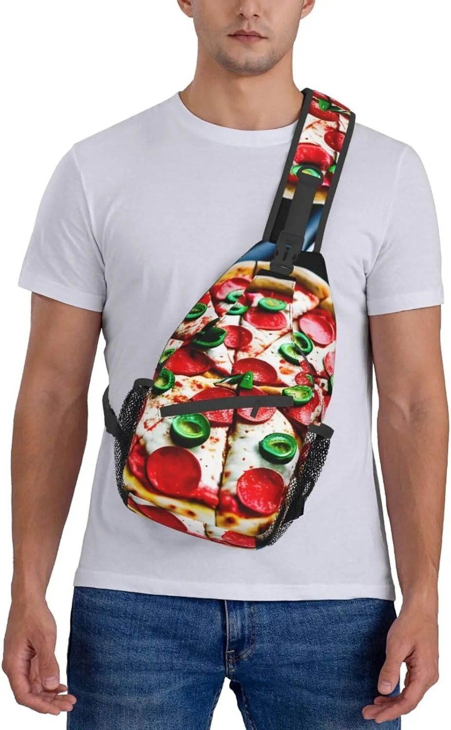 SSIMOO Pizza 3d Versatile Travel Hiking Backpack-Perfect For Outdoor Cycling,Chest Shoulder Bag