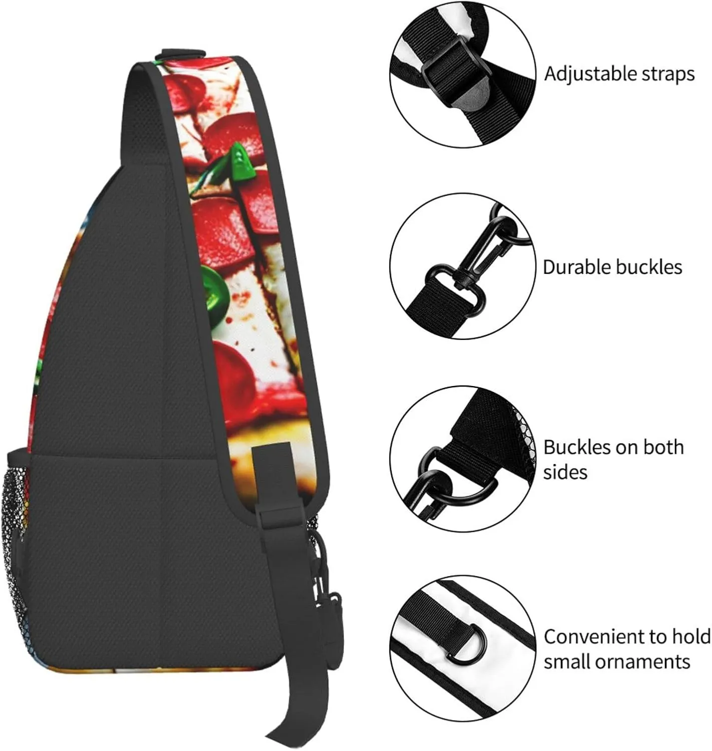 SSIMOO Pizza 3d Versatile Travel Hiking Backpack-Perfect For Outdoor Cycling,Chest Shoulder Bag