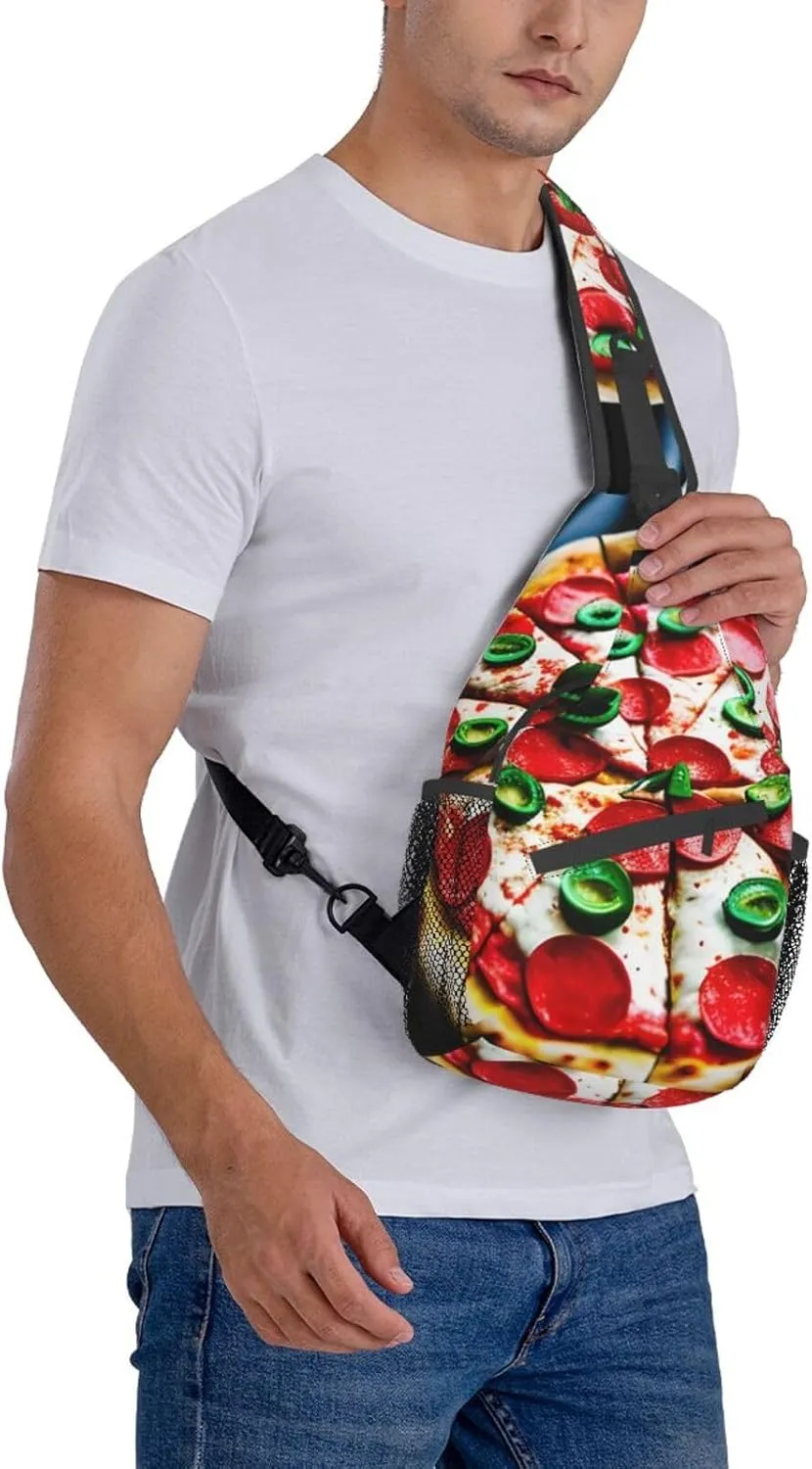 SSIMOO Pizza 3d Versatile Travel Hiking Backpack-Perfect For Outdoor Cycling,Chest Shoulder Bag