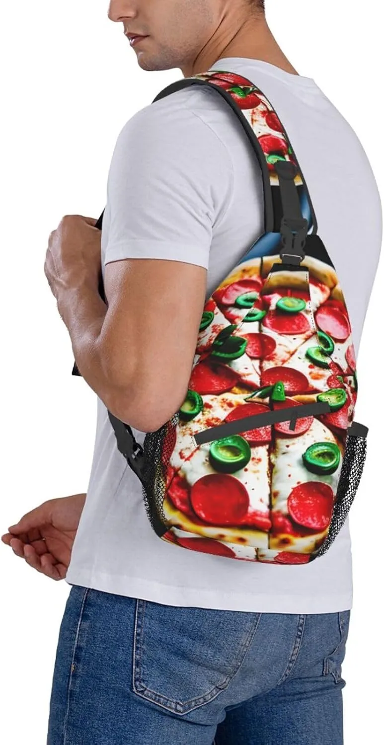 SSIMOO Pizza 3d Versatile Travel Hiking Backpack-Perfect For Outdoor Cycling,Chest Shoulder Bag