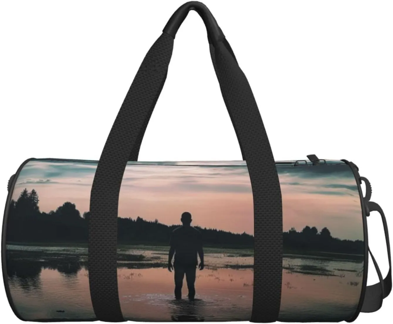 Standing in The Lake Travel Duffle Bag for Men Women Sport Gym Bag Foldable Weekender Bag Carry on Overnight Bag for Travel Swimming Basketball