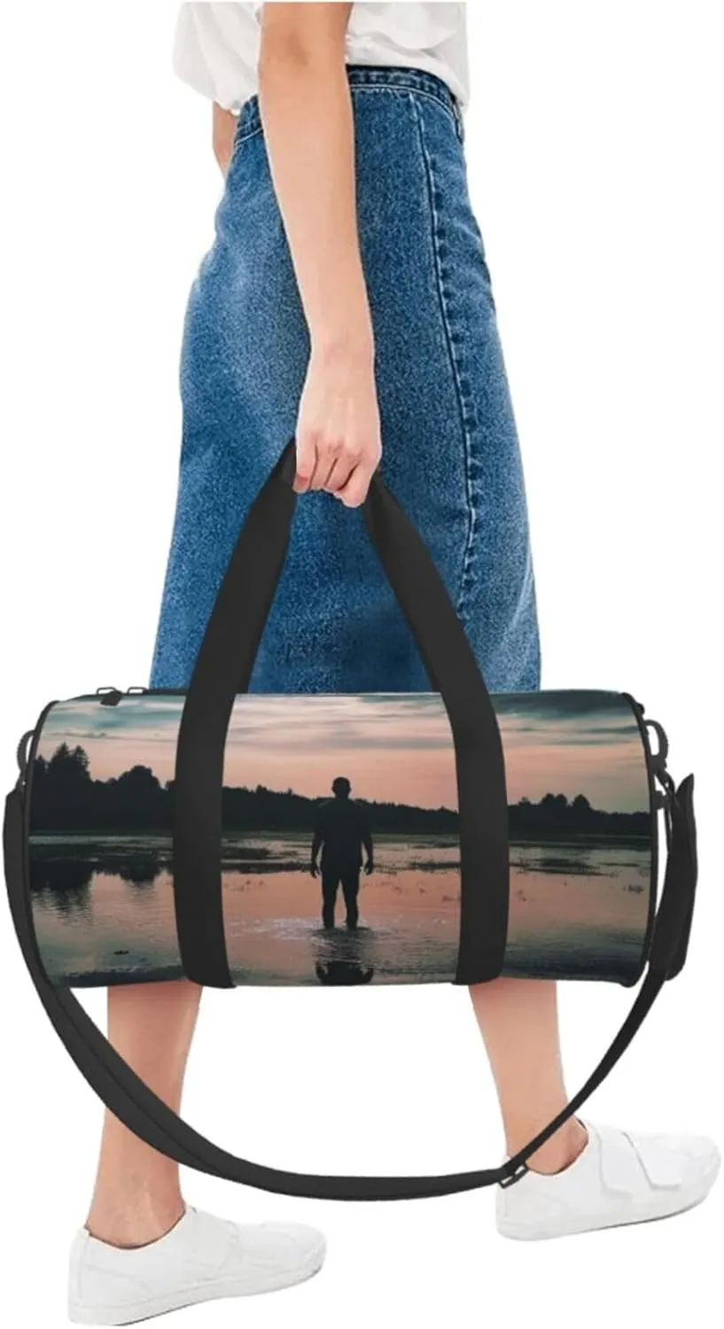 Standing in The Lake Travel Duffle Bag for Men Women Sport Gym Bag Foldable Weekender Bag Carry on Overnight Bag for Travel Swimming Basketball