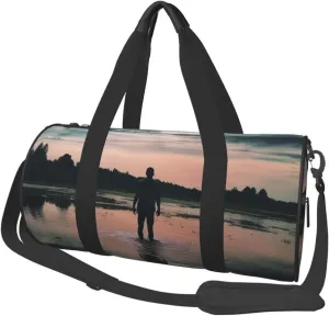 Standing in The Lake Travel Duffle Bag for Men Women Sport Gym Bag Foldable Weekender Bag Carry on Overnight Bag for Travel Swimming Basketball