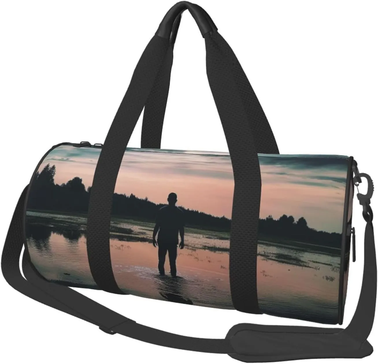 Standing in The Lake Travel Duffle Bag for Men Women Sport Gym Bag Foldable Weekender Bag Carry on Overnight Bag for Travel Swimming Basketball