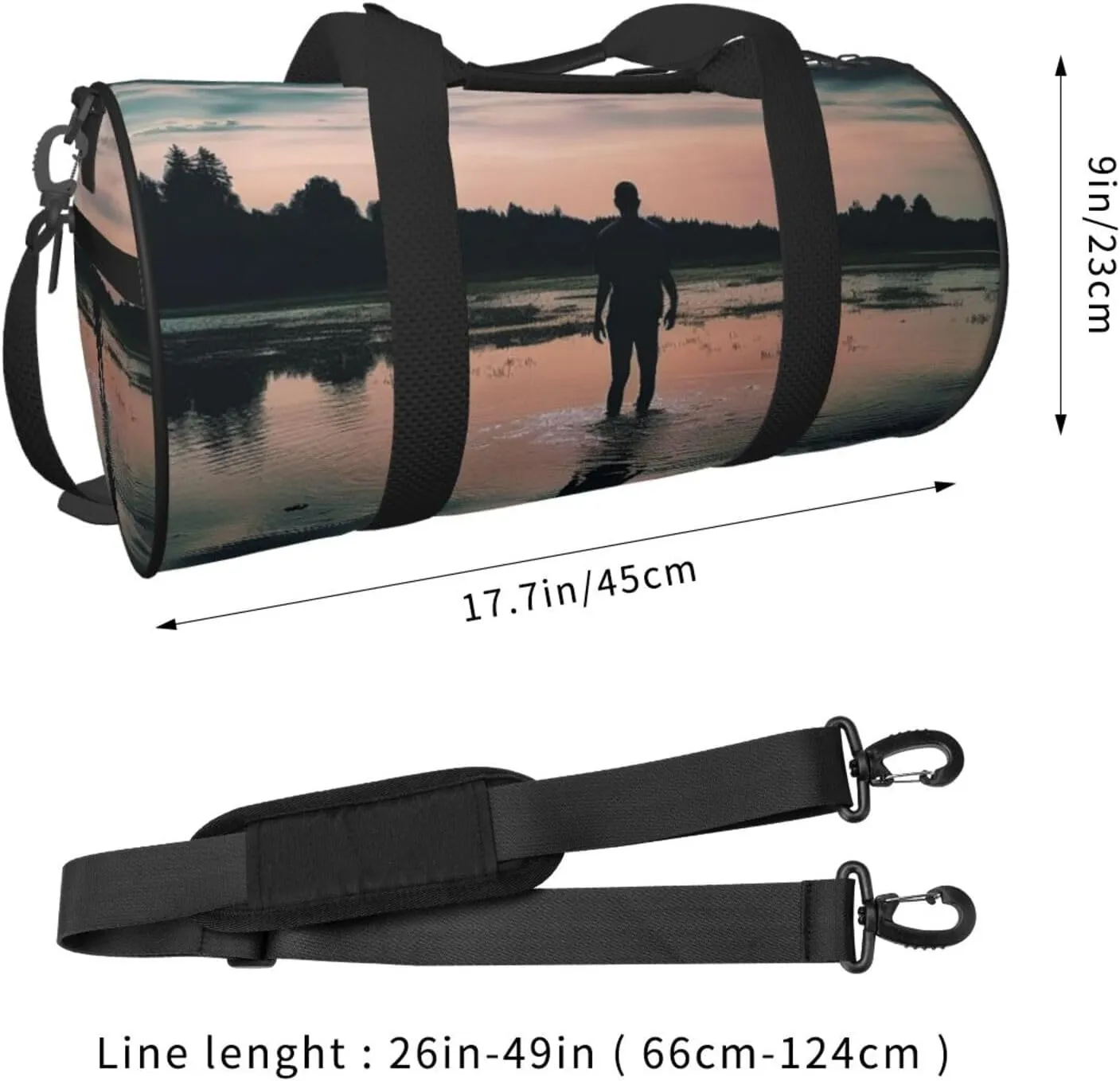 Standing in The Lake Travel Duffle Bag for Men Women Sport Gym Bag Foldable Weekender Bag Carry on Overnight Bag for Travel Swimming Basketball