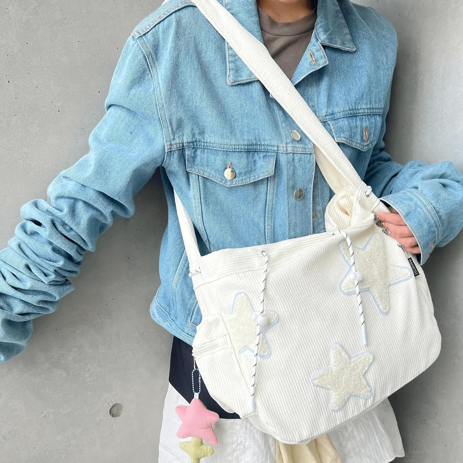 Star Tote Hobo Bag Women Handbag Large Capacity Tote Shoulder Bag Casual Crossbody Bag Gift for Women (Black)