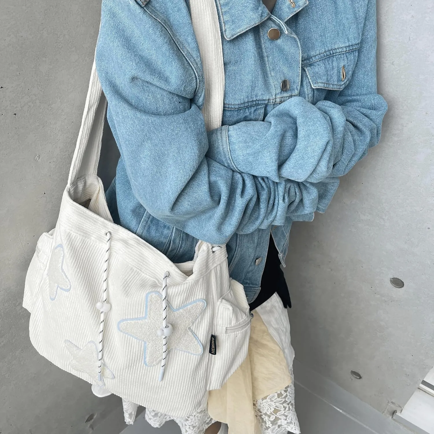 Star Tote Hobo Bag Women Handbag Large Capacity Tote Shoulder Bag Casual Crossbody Bag Gift for Women (Black)