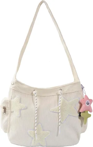 Star Tote Hobo Bag Women Handbag Large Capacity Tote Shoulder Bag Casual Crossbody Bag Gift for Women (Black)