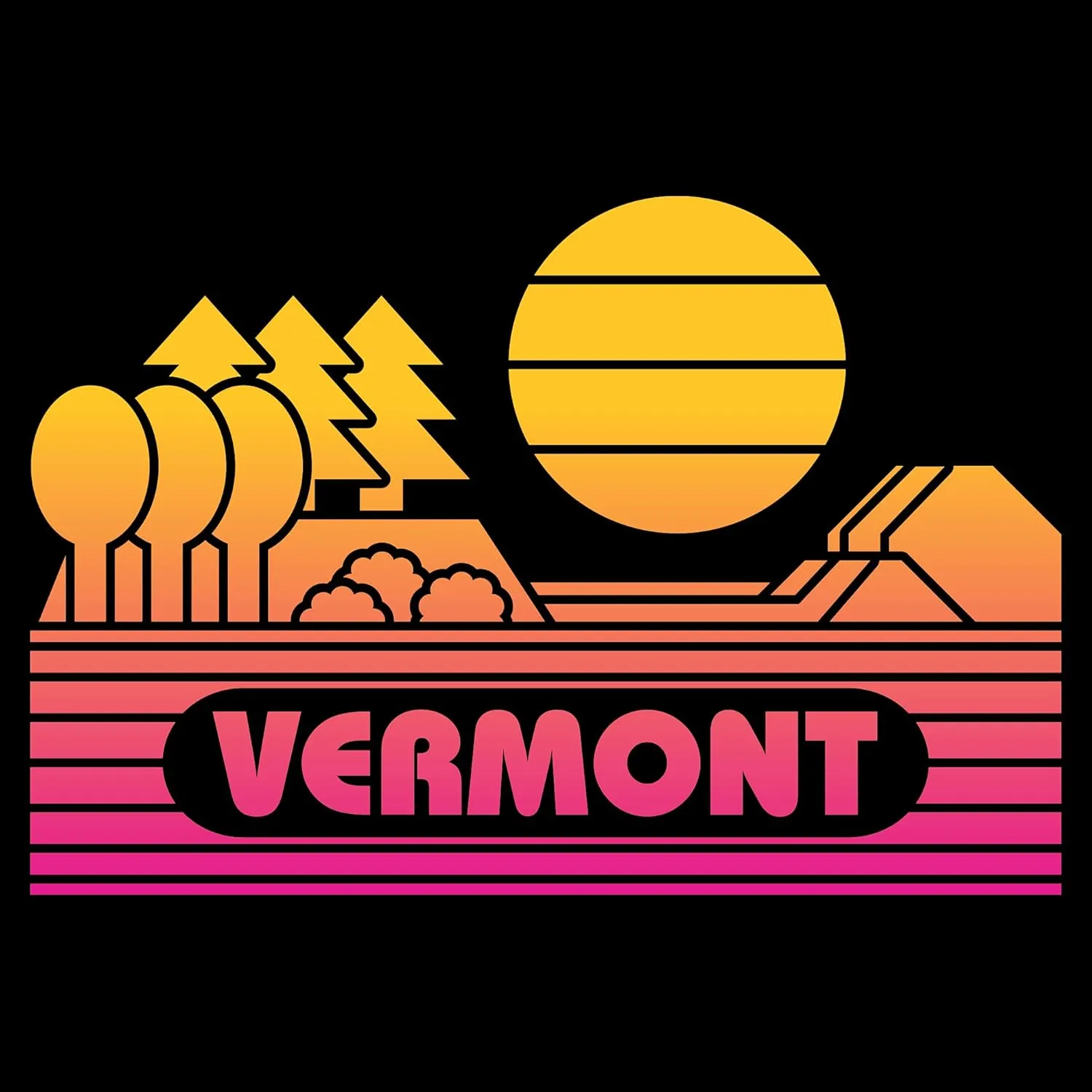 State Groovy Sunset - Landscape Vacation Home State T Shirt