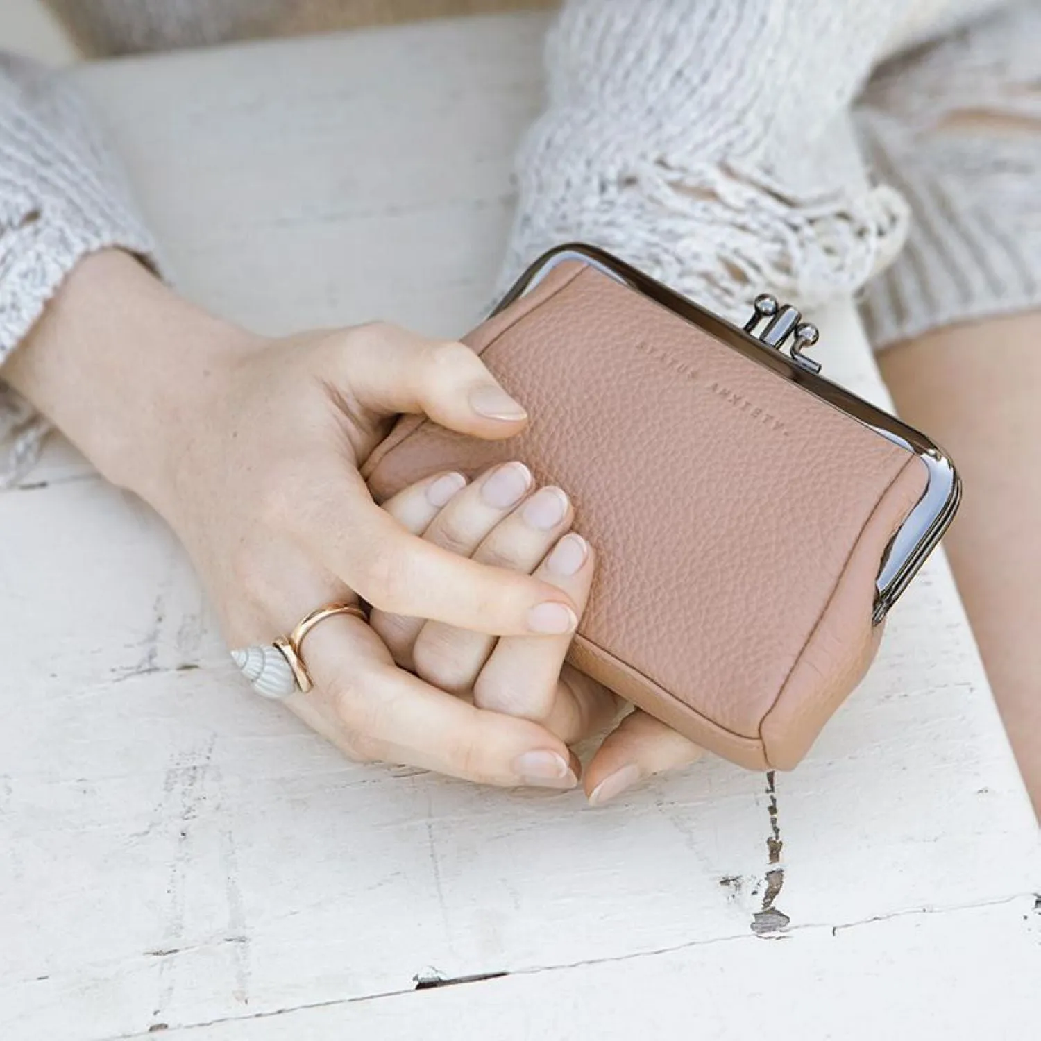 Status Anxiety Volatile Clasp Frame Leather Purse