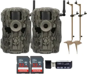 Stealth Cam 36MP Fusion Max Cellular Trail Camera with 80-Feet Detection Range (2-Pack) Bundle with Stealth Cam Mounting Post (2-Pack), 32GB Memory Card (2-Pack), and 4-in-1 Card Reader (6 Items)