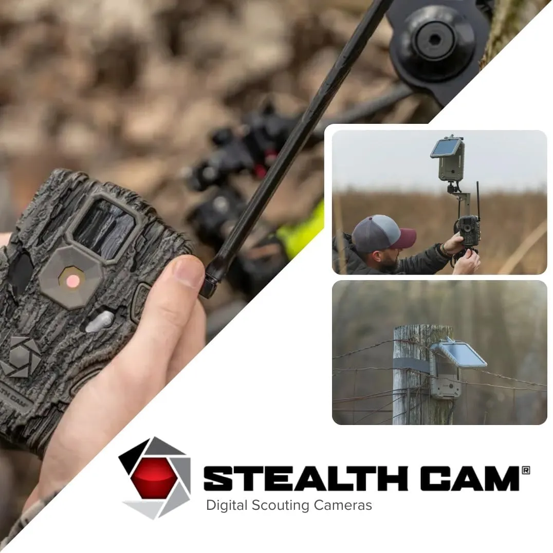 Stealth Cam Adjustable Multi-Pivot Mounting Post for Trail Camera and Battery Bundle with Stealth Cam Lithium Solar Power Panel, 32GB Memory Card (2-Pack), and SD Card Reader USB 2.0 (5 Items)
