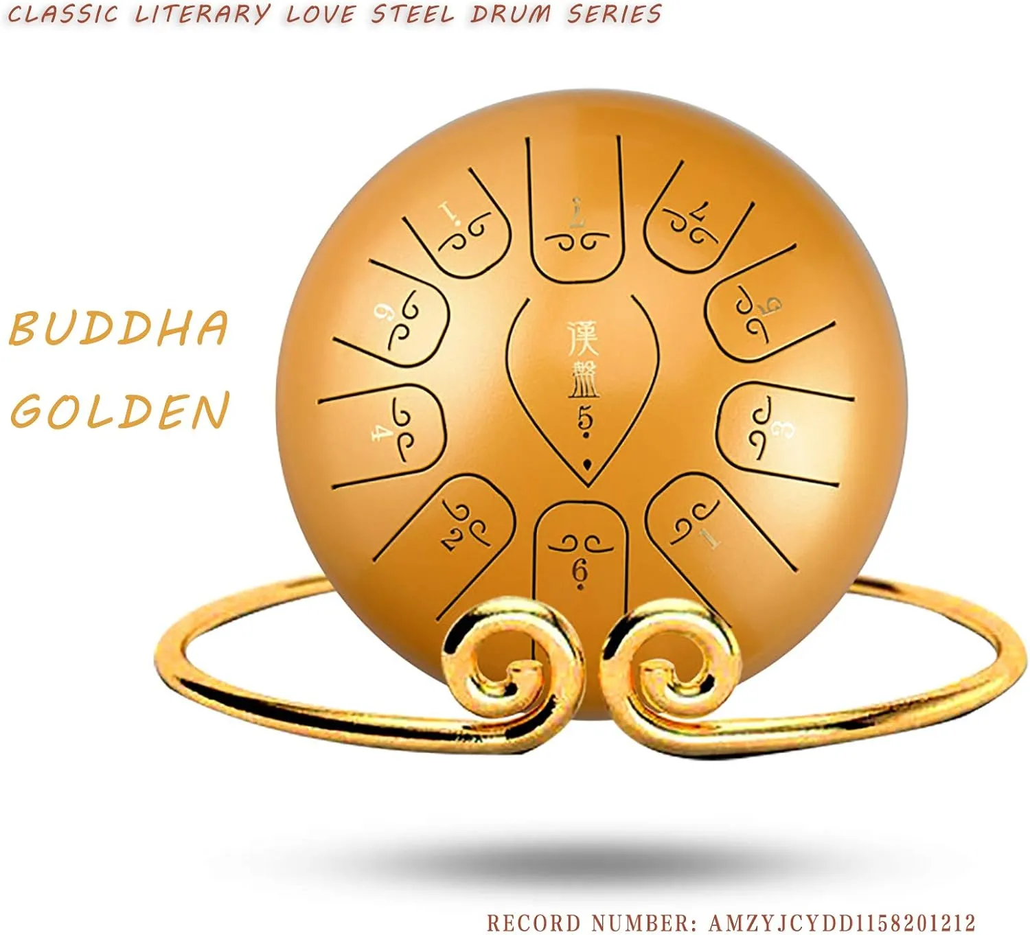 Steel || Ethereal Drum 12 Inch Percussion Instrument Pan Drum 11 Notes Tank Drum, Home Music Lovers Musical Instruments,with Padded Travel Bag, Mallets, （C-Minor） Buddha Golden