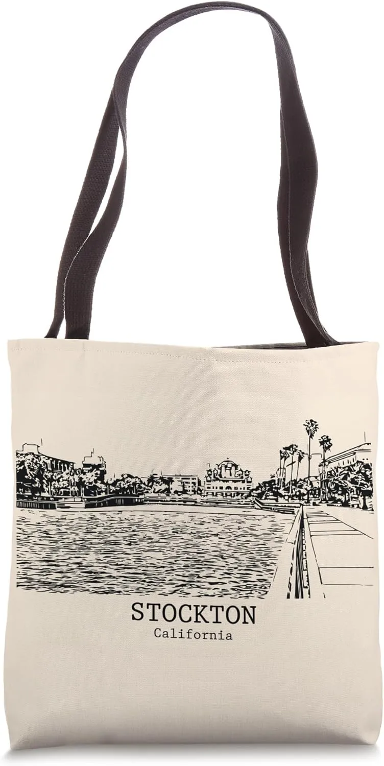 Stockton California Vintage Retro Travel Souvenir Tote Bag