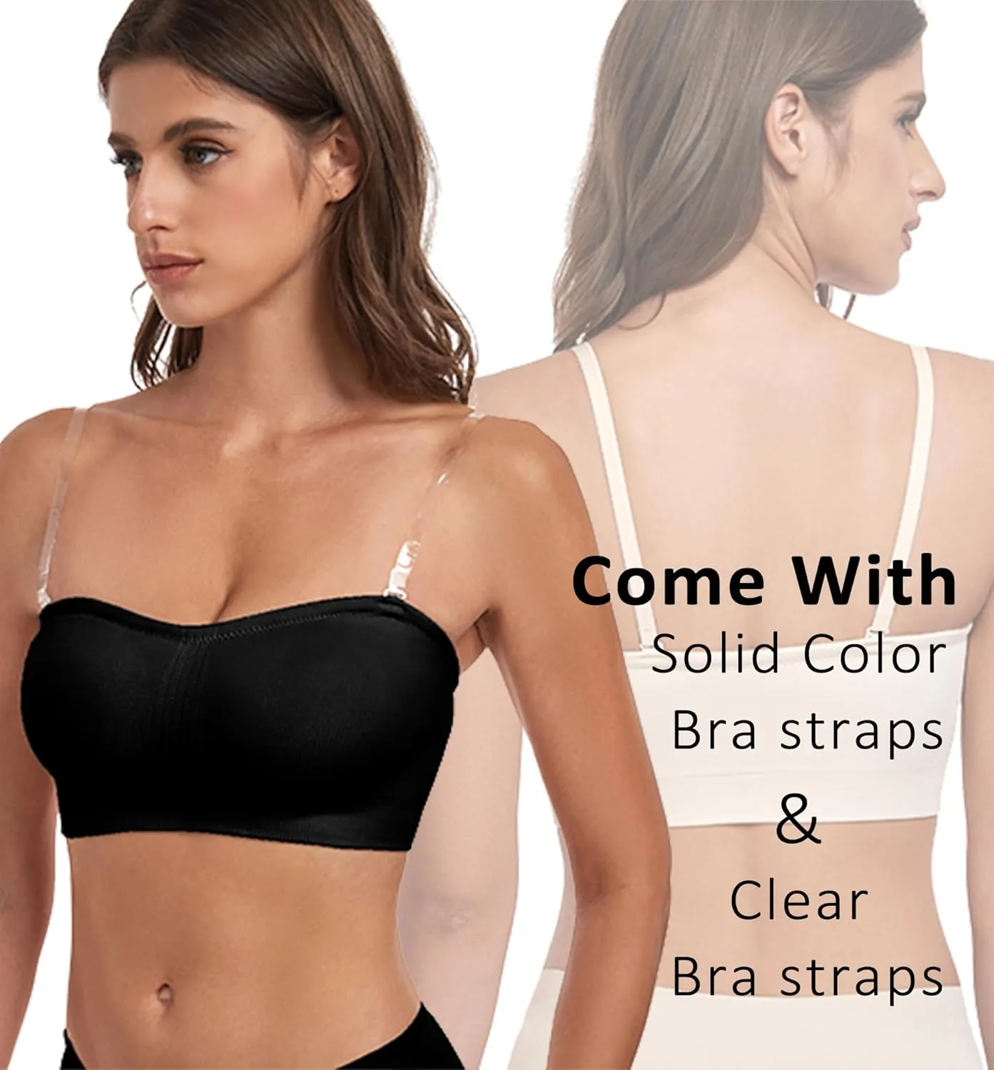 Strapless Bra for Women-Convertible Comfort Bandeau Bra with Non-Slip Silicone,Seamless Wirefree Padded Bralette