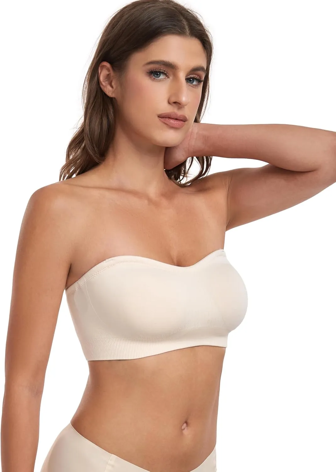 Strapless Bra for Women-Convertible Comfort Bandeau Bra with Non-Slip Silicone,Seamless Wirefree Padded Bralette