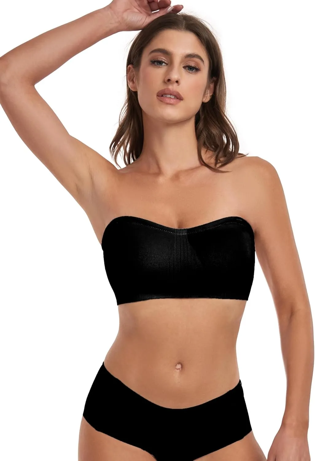 Strapless Bra for Women-Convertible Comfort Bandeau Bra with Non-Slip Silicone,Seamless Wirefree Padded Bralette