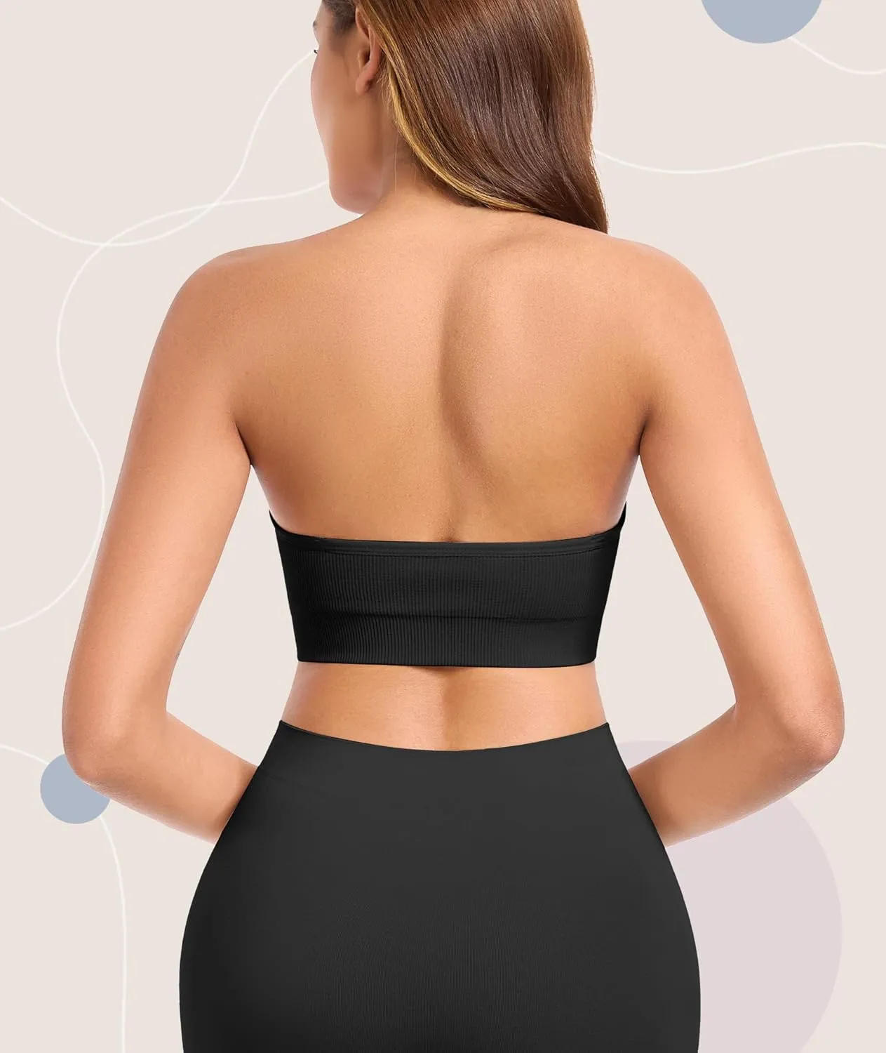 Strapless Bras for Women Non-Slip Padded Bandeau Bra Wireless Tube Top Bra Including Clear Straps