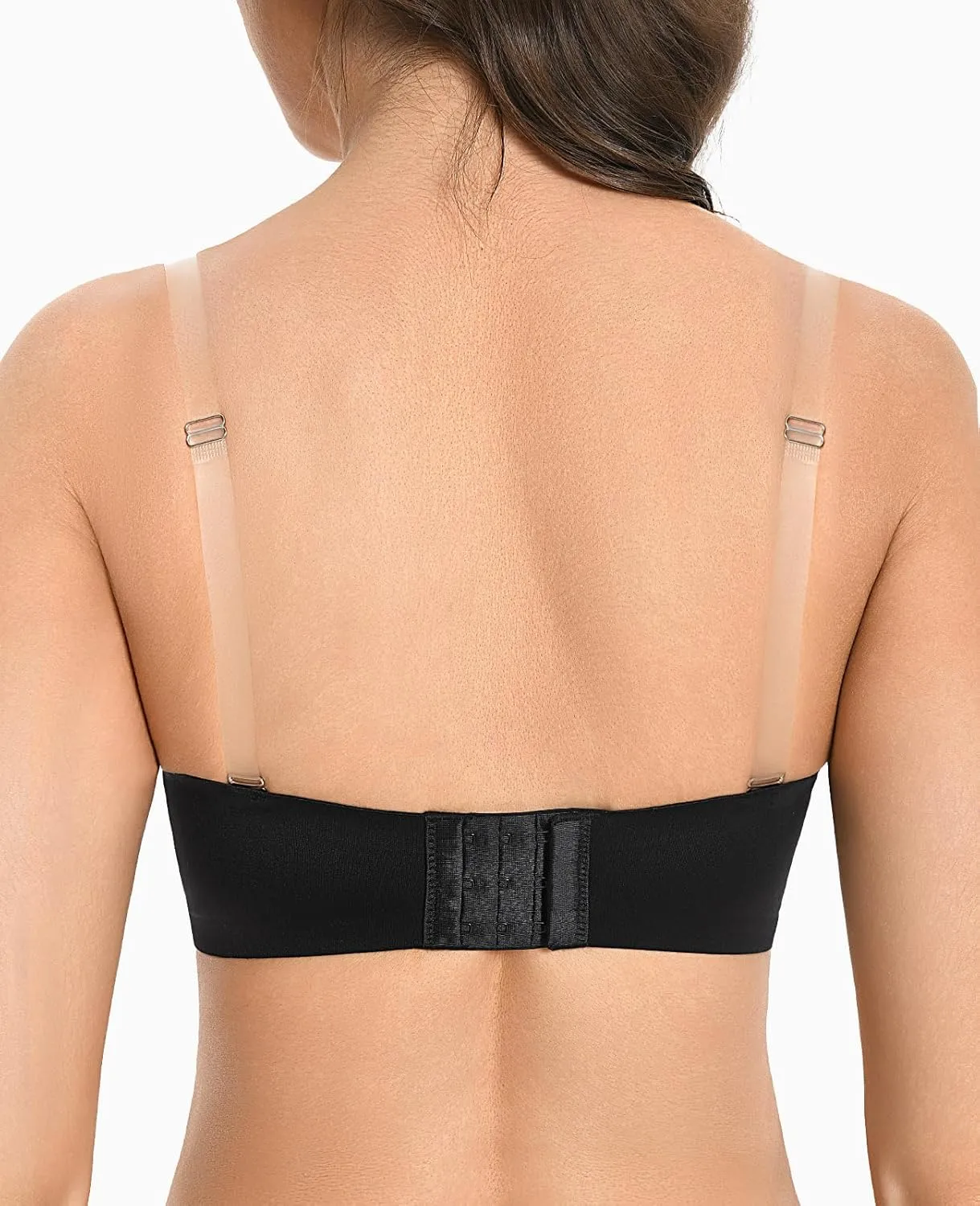 Strapless Push Up Bra with Clear Straps Front Closure Convertible Balconette Padded Underwire Bras for Women
