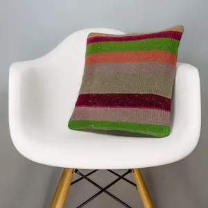 Striped Multi Color Kilim Pillow Cover 16x16 3234