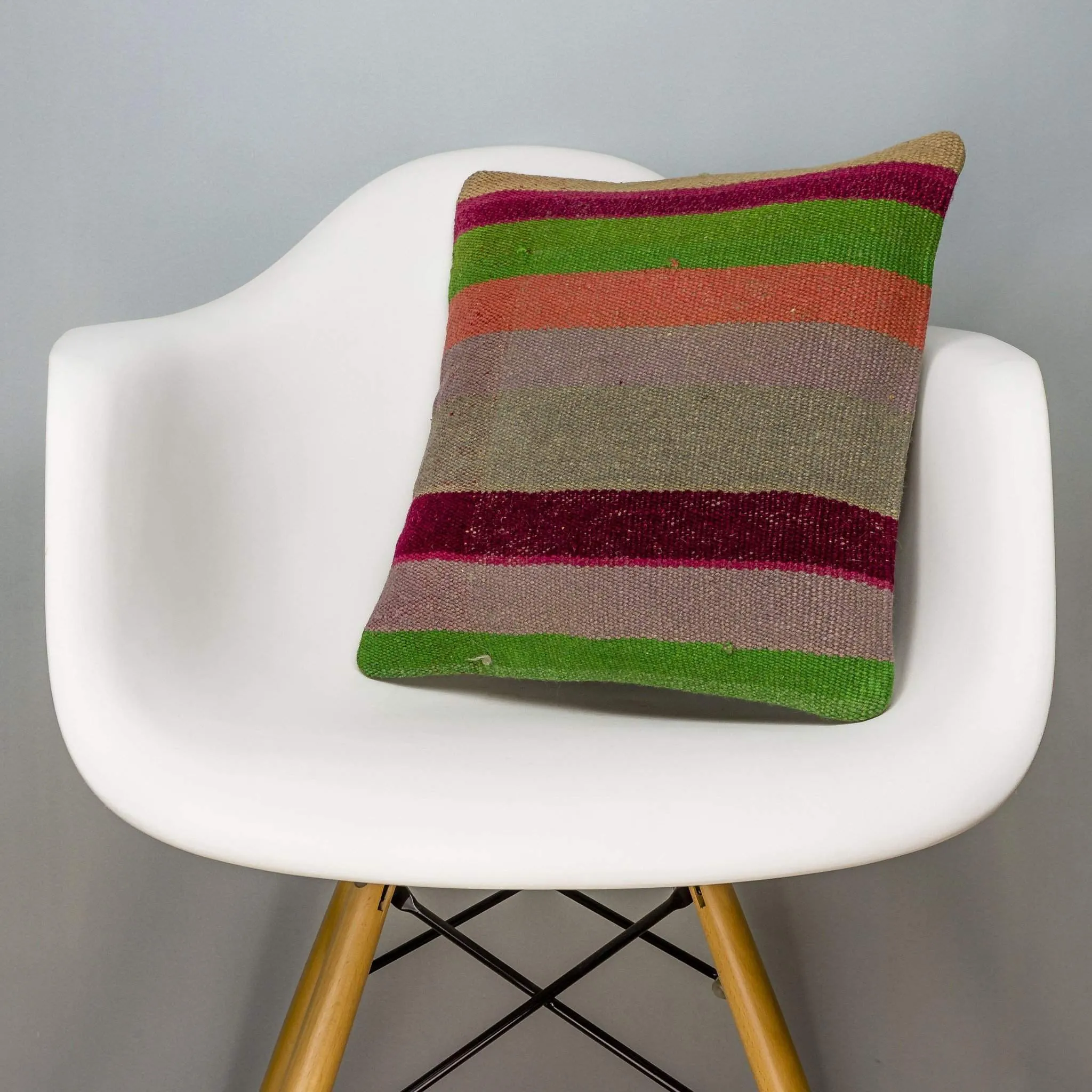 Striped Multi Color Kilim Pillow Cover 16x16 3234