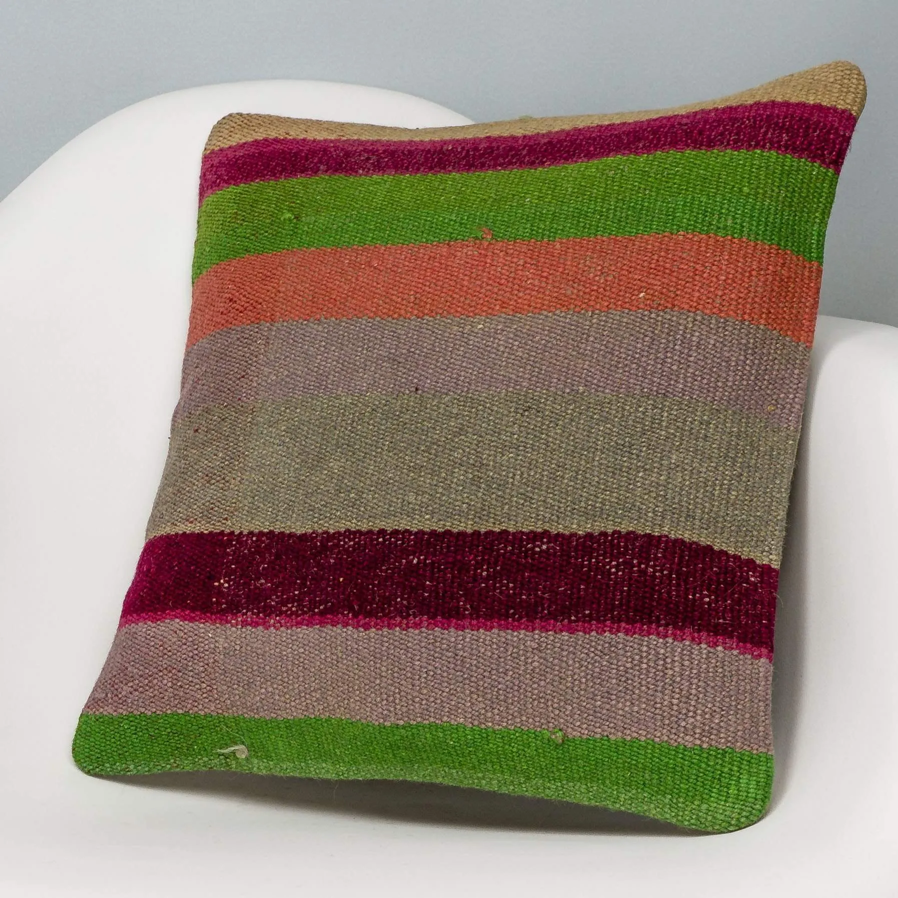 Striped Multi Color Kilim Pillow Cover 16x16 3234